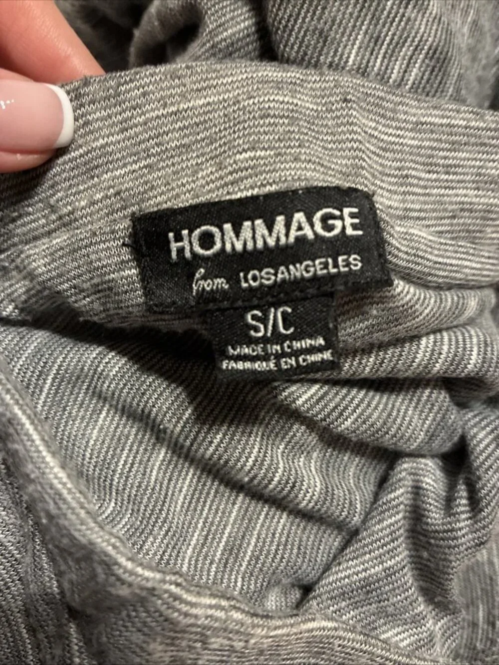 Hommage Gray Draped Twist Front Asymmetrical Midi Skirt Rayon Small